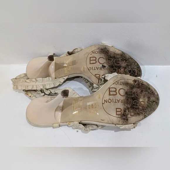 BCBGeneration Cream Ruffle Stiletto Heels - Picture 10 of 10